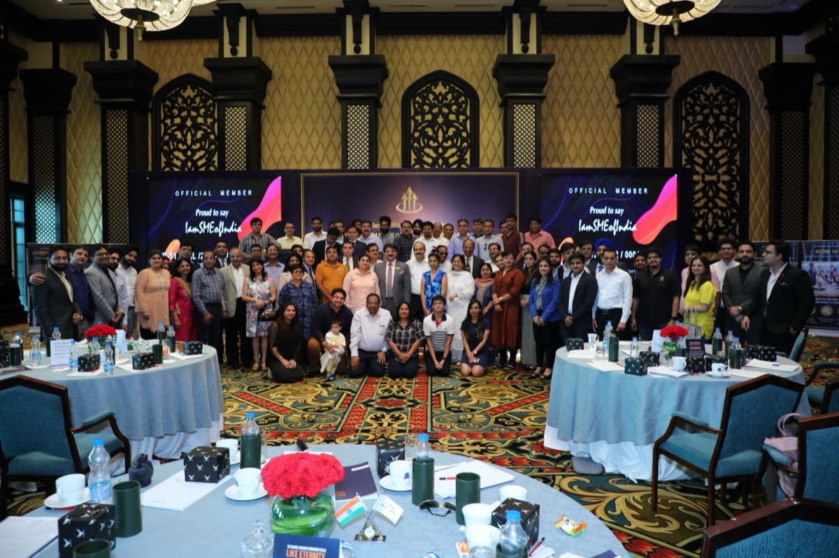Award presentation at a business community event